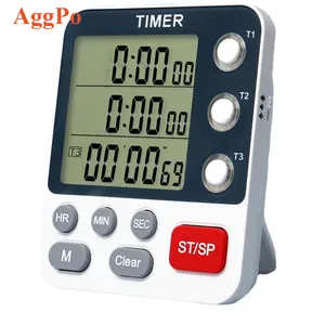 Timer digitale a 3 canali da cucina LCD conta su e giù orologio con memoria timer da 100 ore per cucinare