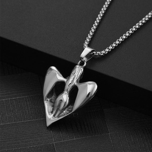 Collier pendentif ailes d'ange en acier inoxydable, bijoux Hip Hop pour hommes SP929 - Product Image 5