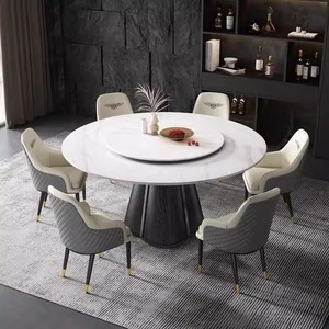 Mesa de comedor redonda con tapa giratoria para sala de estar, diseño minimalista moderno, uso para adultos y personas mayores - Product Image 1