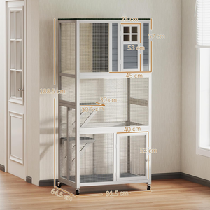 Vertical Wooden <strong>Cat</strong> Enclosure Outdoor Catio with Wheels Weatherproof Large Pet <strong>Run</strong> Cage <strong>for</strong> 1-3 <strong>Cats</strong> - Product Image 2