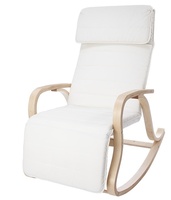 Fauteuil à bascule de loisirs moderne en bois massif avec structure en fer réglable et assise en tissu confortable pour salon