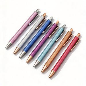 Stylo bille Click Logo avec corps métallique, design scintillant, personnalisable, rechargeable, pour cadeaux d'affaires, usage exclusif signature - Product Image 1