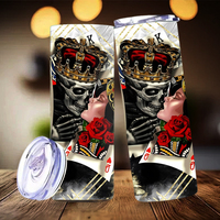Gobelet personnalisé en acier inoxydable 20oz King Queen, écologique, motif cartes à jouer et rose, livraison gratuite