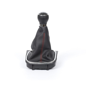 Housse anti-poussière pour levier de vitesse Volkswagen Sagitar, 5 ou 6 vitesses, cuir noir avec surpiqûres rouges, pour remplacement de transmission manuelle - Product Image 1