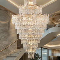Lustre en cristal doré de luxe, grand luminaire suspendu pour hall d'hôtel, escalier, grand luminaire suspendu en cristal