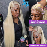Pelucas de Cabello Humano con Encaje Completo 13x6 HD Transparente, Pelucas Rubias Miel 613 para Mujeres Negras, Pelucas con Encaje Frontal 13x4 Lisas
