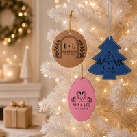 Personal isierte Weihnachts verzierung Benutzer definierte Rohlinge Laser gravur produkte Leeres Geschenk Kunstleder Weihnachts baums chmuck