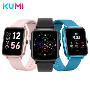 KUMI KU1 S Inteligente Relógio Das Mulheres Dos Homens Full Touch Rastreador De Fitness Heart Rate Monitor de Pressão Arterial BT5.0 Smartwatch Para Android IOS