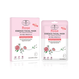 Maschera Viso Lenitiva alla Rosa con Acido Ialuronico, Idratante e Riparatrice, Maschera in Foglio per Schiarire le Macchie della Pelle - Product Image 1