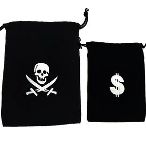 Borse con coulisse pirata piccola custodia in velluto per gioielli monete <span class=keywords><strong>Pirate</strong></span> Goodies Sack for Captain Theme Party Favors Black - Product Image 2