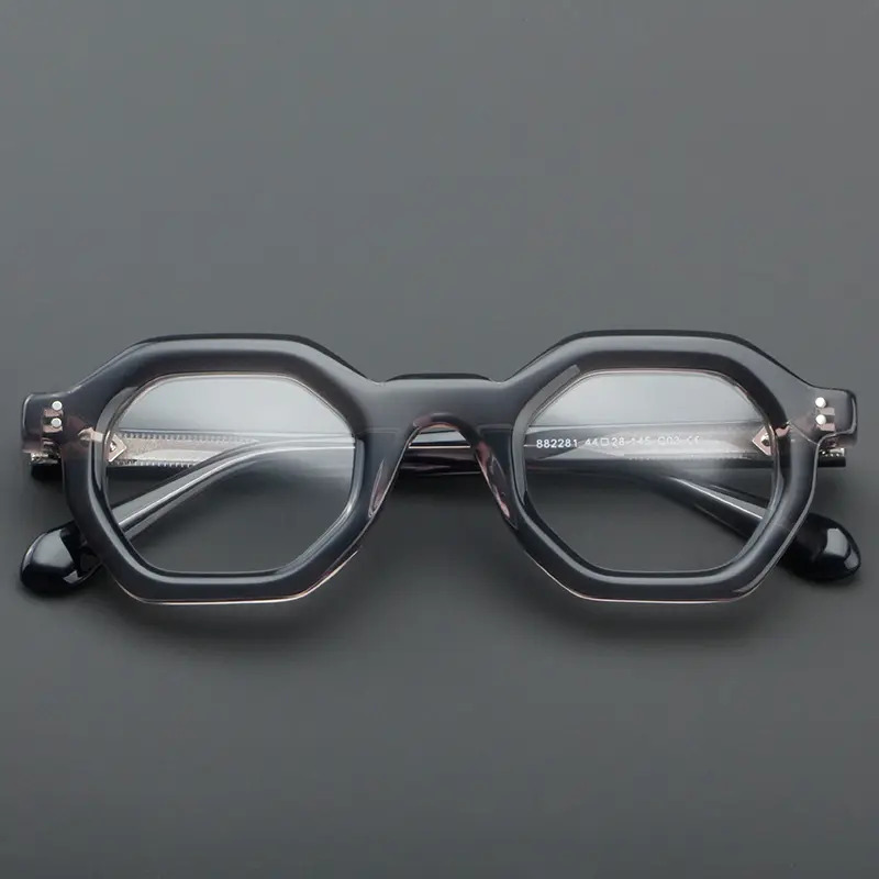 กรอบแว่นตากรอบแว่นสายตาแบบย้อนยุคสำหรับผู้ชายผู้หญิงกรอบแว่นตาอะซิเตทหนาออกแบบโลโก้ได้ตามต้องการ