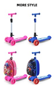 Three Wheel Steel Kids Scooter Retro Custom Logo Design <b>Foldable</b> Height Adjustable Carry on <b>Trolley</b> Suitcase Wholesale - Product Image 4