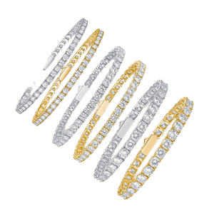 J&C Envío Gratis Pulsera de Cadena de Tenis Clásica para Hombre de Plata de Ley 925 con Moissanita de Corte Brillante Redondo de 3MM 4MM 5MM - Product Image 1