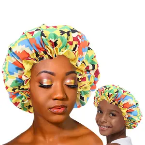 Wholesale Fashion African Style Mommy And me Ankara Pattern Bonnet Cap 2pcs Set Daily And Night Wear Sleep Bonnet 443/k22