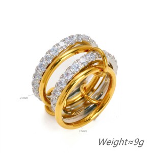 Women's 18K Gold Plated <b>Stainless</b> <b>Steel</b> Zircon Three Interlocking <b>Rings</b> Luxury Vintage Niche Design High-End Engagement <b>Ring</b> - Product Image 6