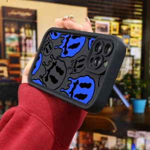 Nouvelle Coque de Téléphone Populaire au Design Visage de Fantôme Bleu pour iPhone 15 17 Pro Max 14 13 12 – Coque Personnalisée Antichoc Effet Bonbon - Product Image 2