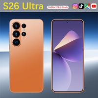 Smartphone S26 Ultra Inde 7,3 pouces 90Hz Android 15 16 Go 1 To 108 MP 8800 mAh Deca Core 5G Double SIM Carte TF Face ID GPS LED HD