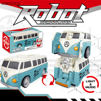Jouet de voiture robot bus en plastique à déformation intéressant pour enfants avec musique légère