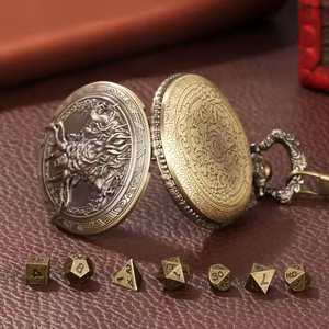 Nuevo reloj de bolsillo orco estereoscópico, carcasa de juego de rol, caja colgante de dados, caja de dados de Metal DND con juego de dados de 7 piezas - Product Image 4