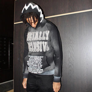 Premium da <span class=keywords><strong>uomo</strong></span> <span class=keywords><strong>felpa</strong></span> corta a manica corta Streetwear con cappuccio personalizzato con Logo traspirante DTG DTF personalizzabile - Product Image 2