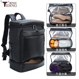Tiding Laptop <b>Backpack</b> 14 Inch Large Capacity Business Travel Men's Black Solid Color Shoulder <b>Straps</b> - Product Image 2