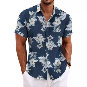 <span class=keywords><strong>Camicia</strong></span> a maniche corte stampata alla moda, Top con colletto rialzato largo e comodo per <span class=keywords><strong>taglie</strong></span> <span class=keywords><strong>forti</strong></span> da <span class=keywords><strong>uomo</strong></span>. Stile vacanza spiaggia - Product Image 3
