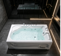 Votre espace SPA privé à domicile, baignoire de massage à jets confortable pour 2 personnes avec lumière colorée et accessoires complets