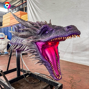 Tête de <span class=keywords><strong>dragon</strong></span> animatronique violette de 1,5 m avec LED lumineuses, modèle de dinosaure réaliste, accessoire interactif pour parc d'attractions - Product Image 5