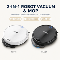 Penyedot Debu Robot 3-in-1 dengan Tangki Air 2800Pa, Kontrol WiFi/Aplikasi/Remote, Pembersihan Otomatis, Ultra Tipis 5.8cm, Penyapu Lantai Basah/Kering