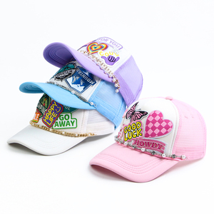 5 Bảng Điều Chỉnh Bọt Mũ Bóng Chày <span class=keywords><strong>DIY</strong></span> Biểu Tượng Tùy Chỉnh Thêu Vá <span class=keywords><strong>Trucker</strong></span> <span class=keywords><strong>Hat</strong></span> Với Rhinestone Chuỗi Đối Với Phụ Nữ - Product Image 3