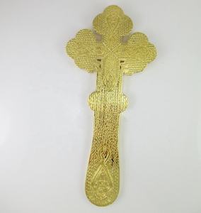 रूढ़िवादी सोना मढ़वाया आशीर्वाद तामचीनी Cruce Binecuvantare Aurita हाथ प्रार्थना पार - Product Image 2