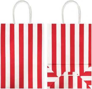 Bolsas de Regalo a Rayas Rojas y Blancas, Bolsas Portátiles con Asas Resistentes, Ligeras y Duraderas, Bolsas para Recuerdos de Fiesta Multiusos - Product Image 4