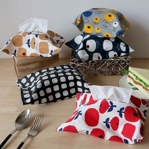 Caja de pañuelos de algodón con estampado de estilo japonés, diseño nórdico, portátil, para uso en casa y en el coche - Product Image 1