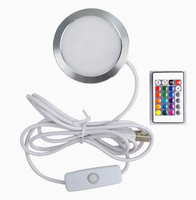 Lampu Dasar LED USB 3D Printer Lampu Bundar Bambu Lab Light Kit 001 Putih Hangat RGB Ultra Tipis Puck Light Permukaan Terpasang Modern