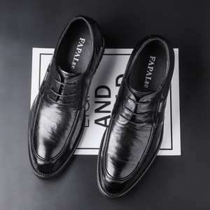 FAPA.LEO Chaussures Richelieu pour Hommes en Cuir Pleine Fleur de Mouton Noir, Rehaussement de 6 cm, à Lacets, pour Bureau et Cérémonies - Product Image 1