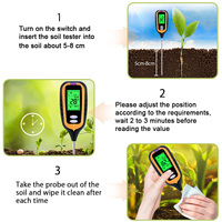 Testeur numérique 4-en-1 d'humidité du sol pH température lumière du soleil pour jardin ferme pelouse plante avec écran LCD