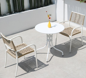 Tavolo <span class=keywords><strong>da</strong></span> Pranzo Rotondo Moderno in Acciaio al Carbonio con Base <span class=keywords><strong>a</strong></span> Piedistallo Bianca per Patio, <span class=keywords><strong>Balcone</strong></span> e Arredamento <span class=keywords><strong>da</strong></span> Caffè all'Aperto - Product Image 1