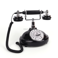 Téléphone de bureau rotatif Cheeta CT-8301, style européen, noir, pour livre d'or audio de mariage, style antique de luxe, orné, directement de l'usine