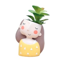 Vaso de planta de resina para desenhos animados, vaso jardinagem caseiro de mesa de jardinagem para meninas, vaso para plantas