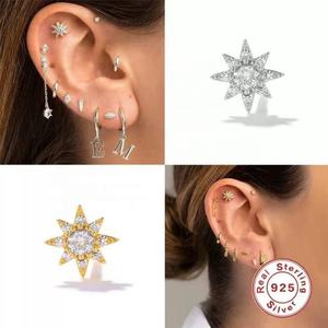 Nouvelles boucles d'oreilles en argent sterling 925 Gaby, cartilage, labret, dos plat, anneau de lèvre, boucle d'oreille, hélix, piercing, vente en gros de bijoux de piercing - Product Image 3