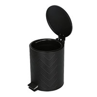 Poubelle à pédale en acier noir mat de 5 L avec couvercle, résistante aux traces de doigts, ronde, multifonctionnelle, gain de place, poubelle de salle de bain
