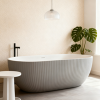 Baignoire autoportante ovale YIDA moderne pour 1 personne, en pierre artificielle écologique, pour usage intérieur/extérieur, idéale pour les hôtels