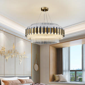 Lámpara de restaurante de dormitorio de araña de cristal de lujo de acero inoxidable de Altura ajustable de diseño único para sala de estar - Product Image 1