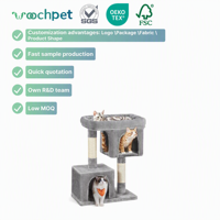 Fournisseurs cadre d'escalade pour chat moderne en bois gris tour d'arbre à chat corde en sisal centre d'activités maison de jeu simple pour grands chats