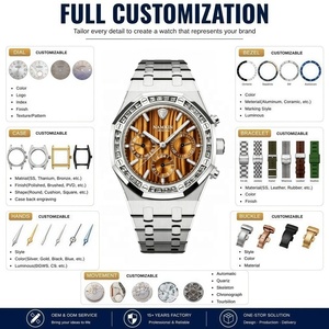 OEM Custom Logo Latest Luxury Natural Tiger's Eye Dial Men Multifunctional Mechanical Watch with Sapphire Super Luminous Hands - Product Image 3