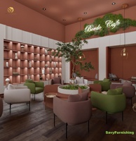 Aménagement intérieur de café chaleureux, ensemble table et chaises personnalisés pour café, mobilier moderne pour boulangerie, café, salon, bar et comptoir.