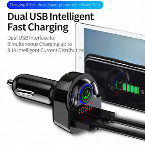 <span class=keywords><strong>Kit</strong></span> <span class=keywords><strong>voiture</strong></span> portable avec charge rapide PD, double ports USB pour allume-cigare, transmetteur FM 5.0, portée 10m, lecteur MP3 - Product Image 5