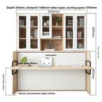 Lit invisible : Lit mural horizontal/pliant latéralement, lit Murphy multifonctionnel avec bureau intégré