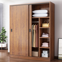 Armario con Puertas Corredizas para el Hogar, Dormitorio Moderno y Sencillo, Gabinete de Almacenamiento Económico de Madera Maciza para Familias Pequeñas