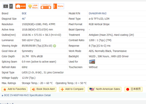 Módulo LCD BOE DV460FHM-NV2 de <span class=keywords><strong>46</strong></span> Pulgadas al por Mayor, Pantalla de Video Wall sin Marco de 0.9mm, Stock Original de Fábrica, Envío Rápido - Product Image 4